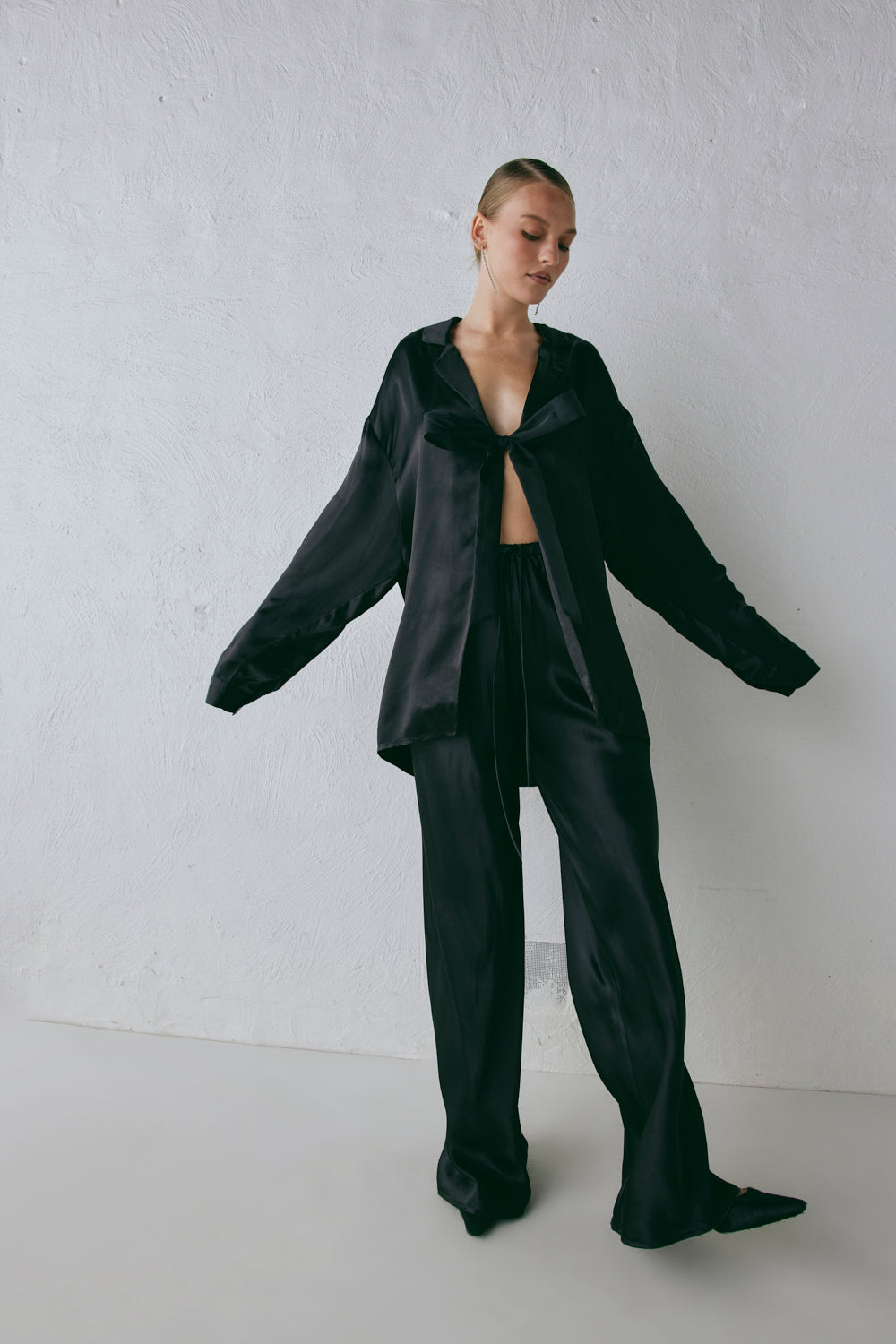 Rae Satin Top Black
