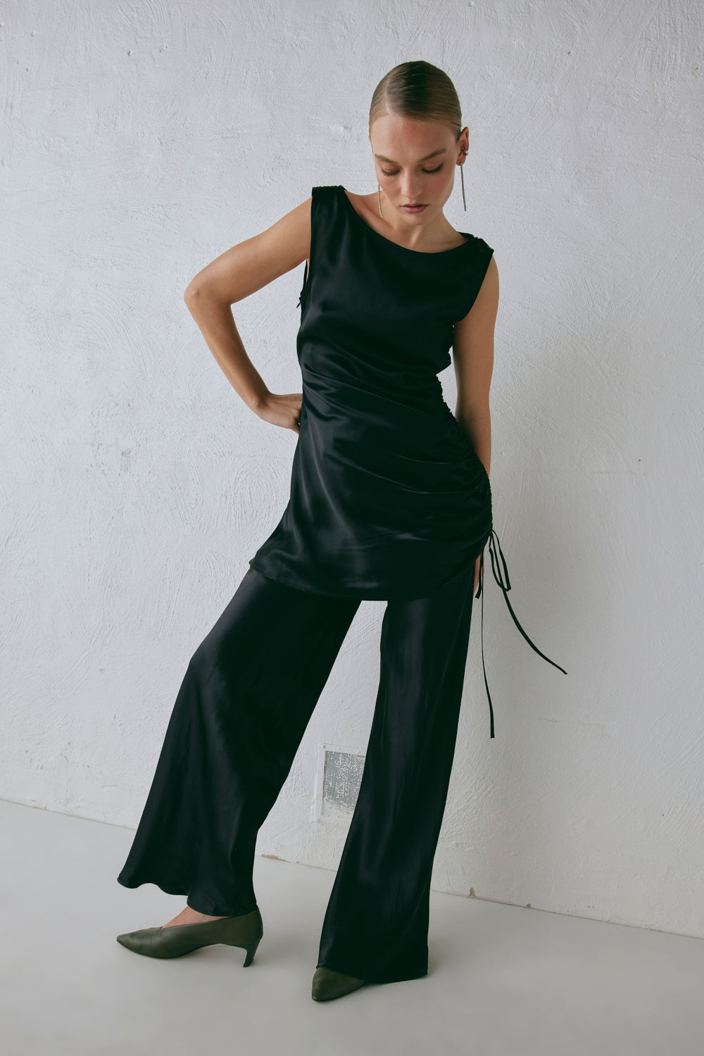 Dance Satin Mini Dress Black