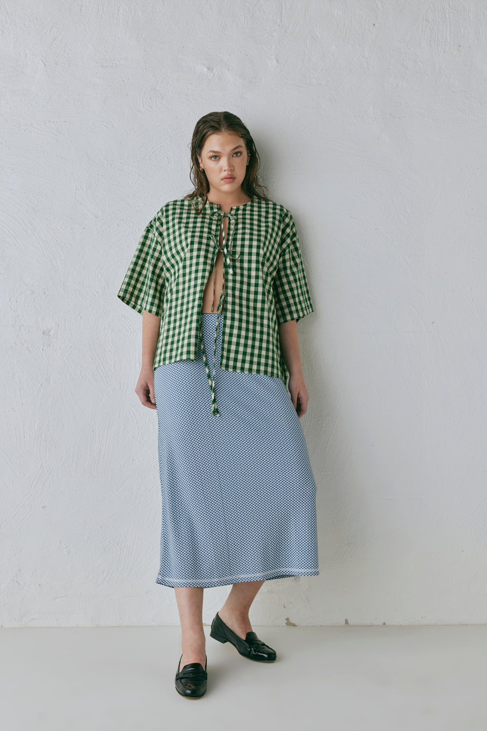 Naomi Smock Top Green Check