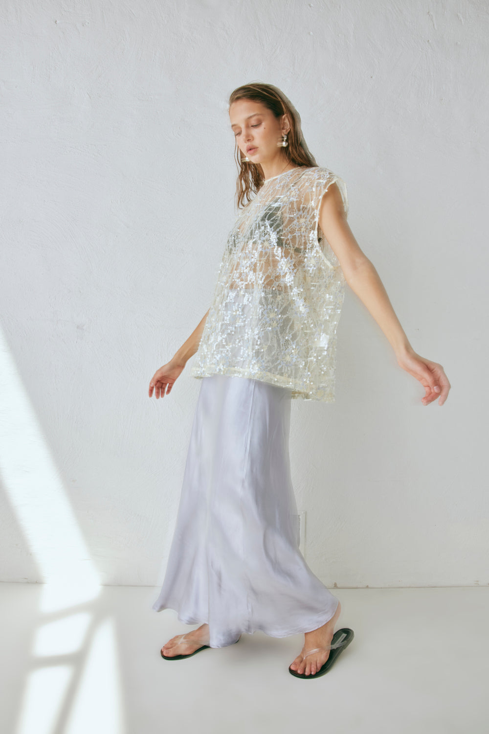Florence Bias Cut Maxi Skirt Pearl