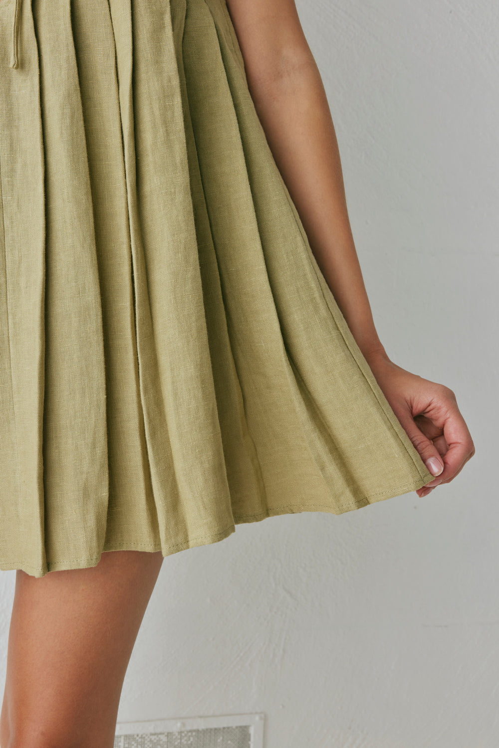 Valeria Linen Mini Dress Olive