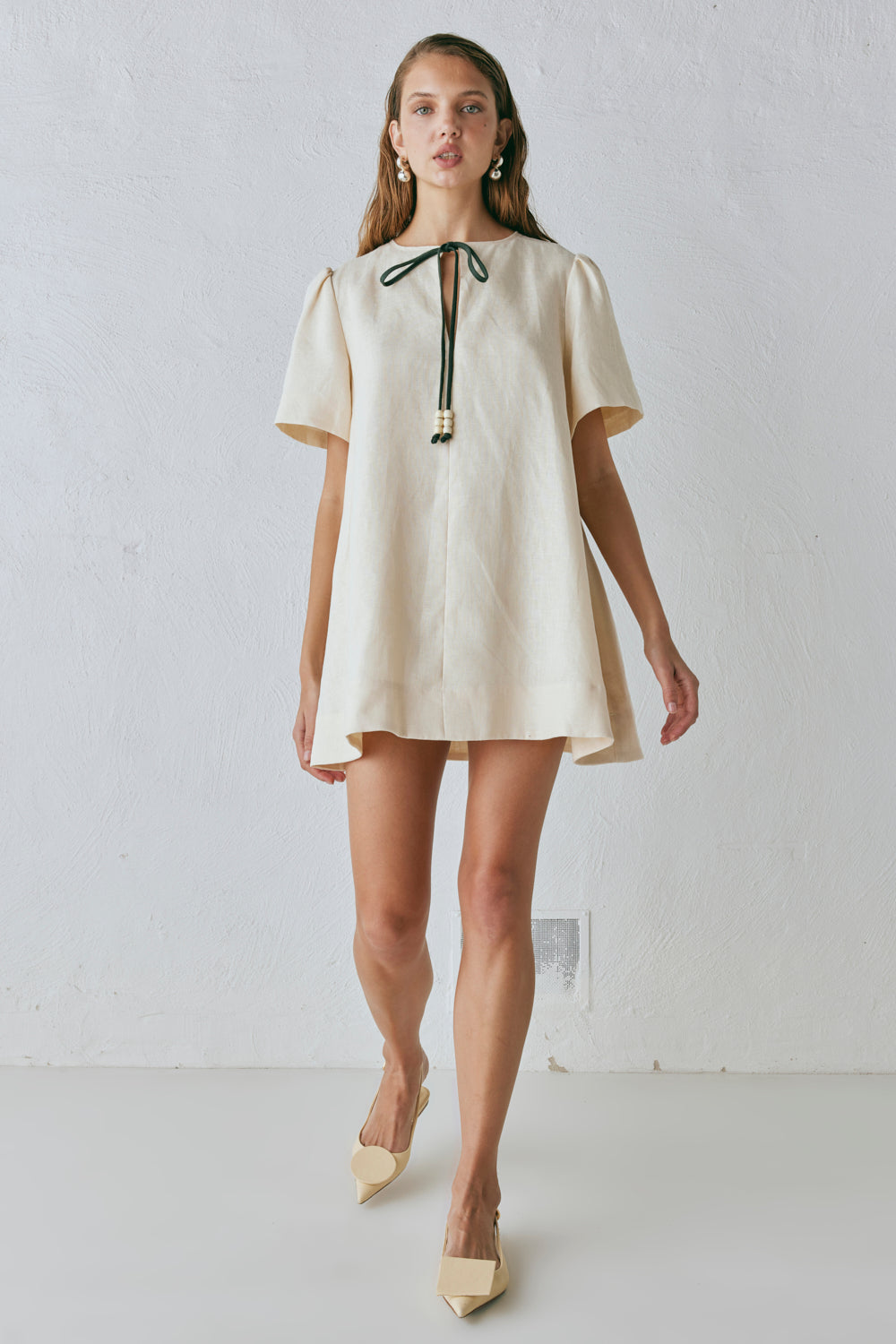 Olsen Linen Mini Dress Cream