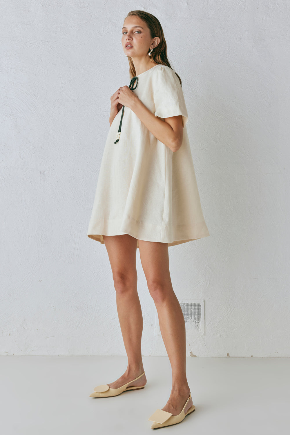 Olsen Linen Mini Dress Cream