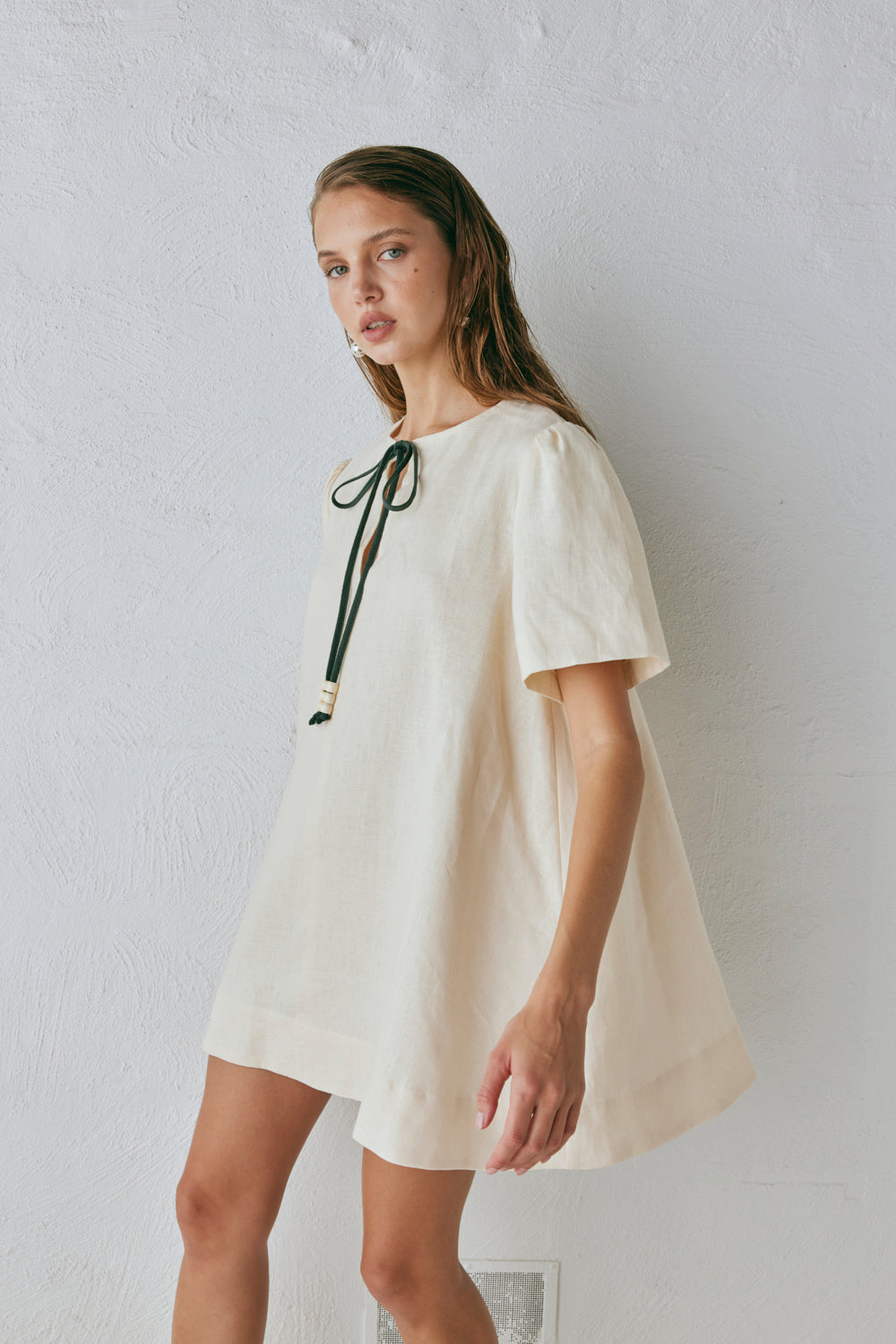 Olsen Linen Mini Dress Cream