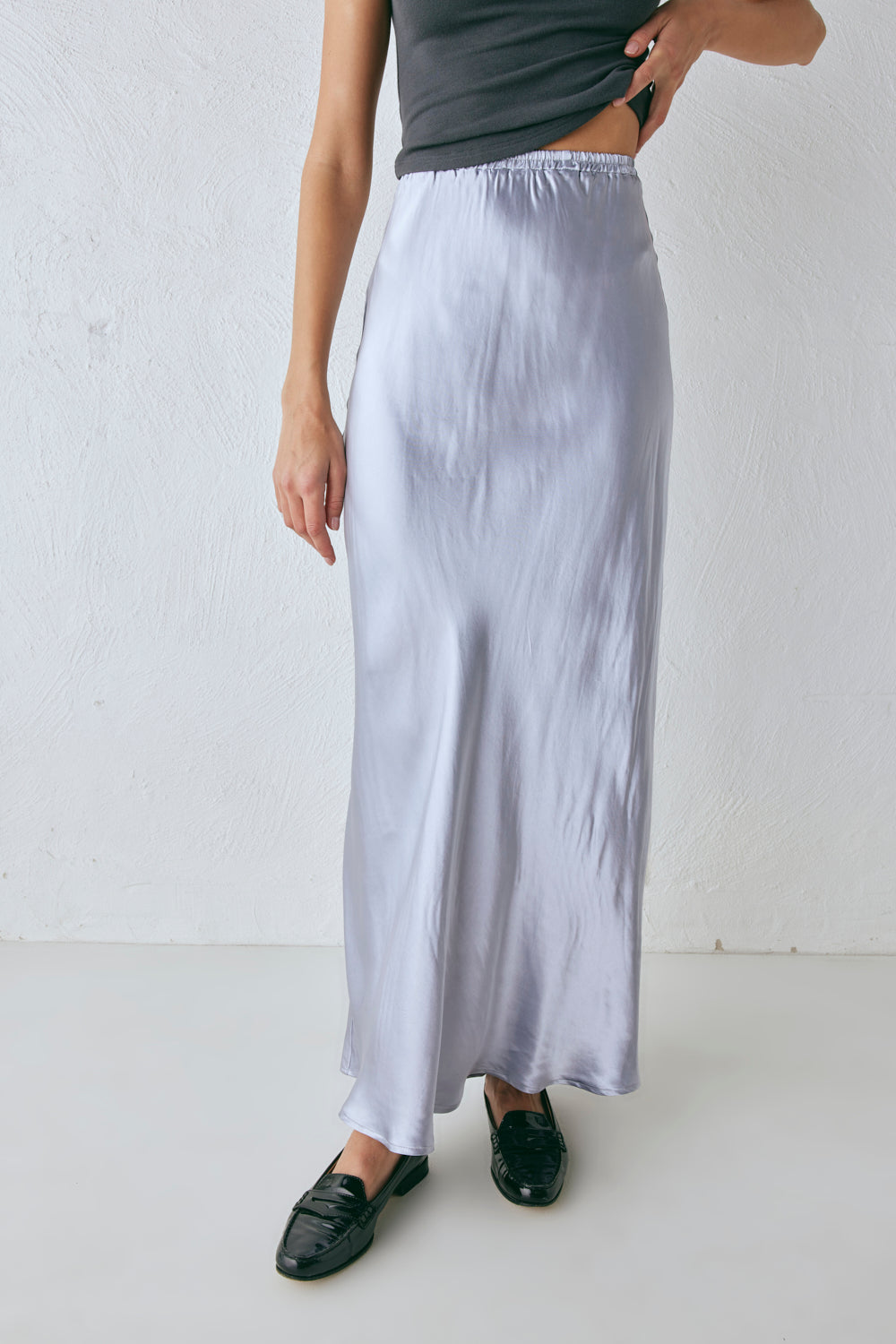 Florence Bias Cut Maxi Skirt Pearl