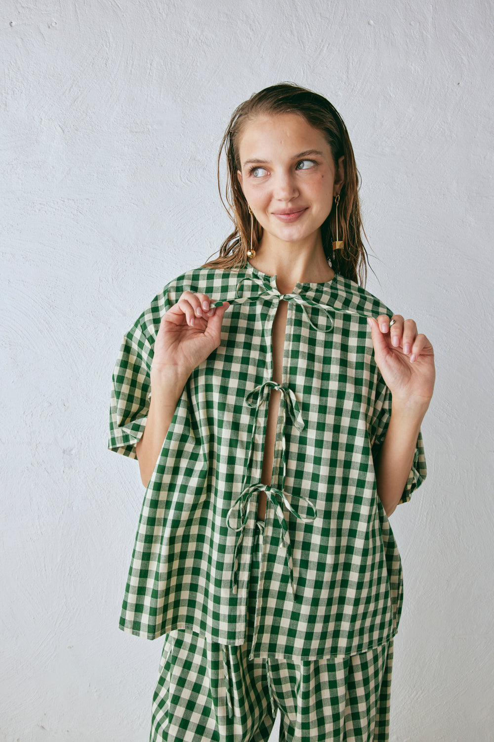 Naomi Smock Top Green Check