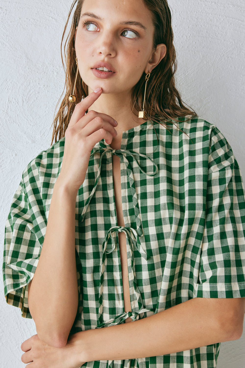 Naomi Smock Top Green Check