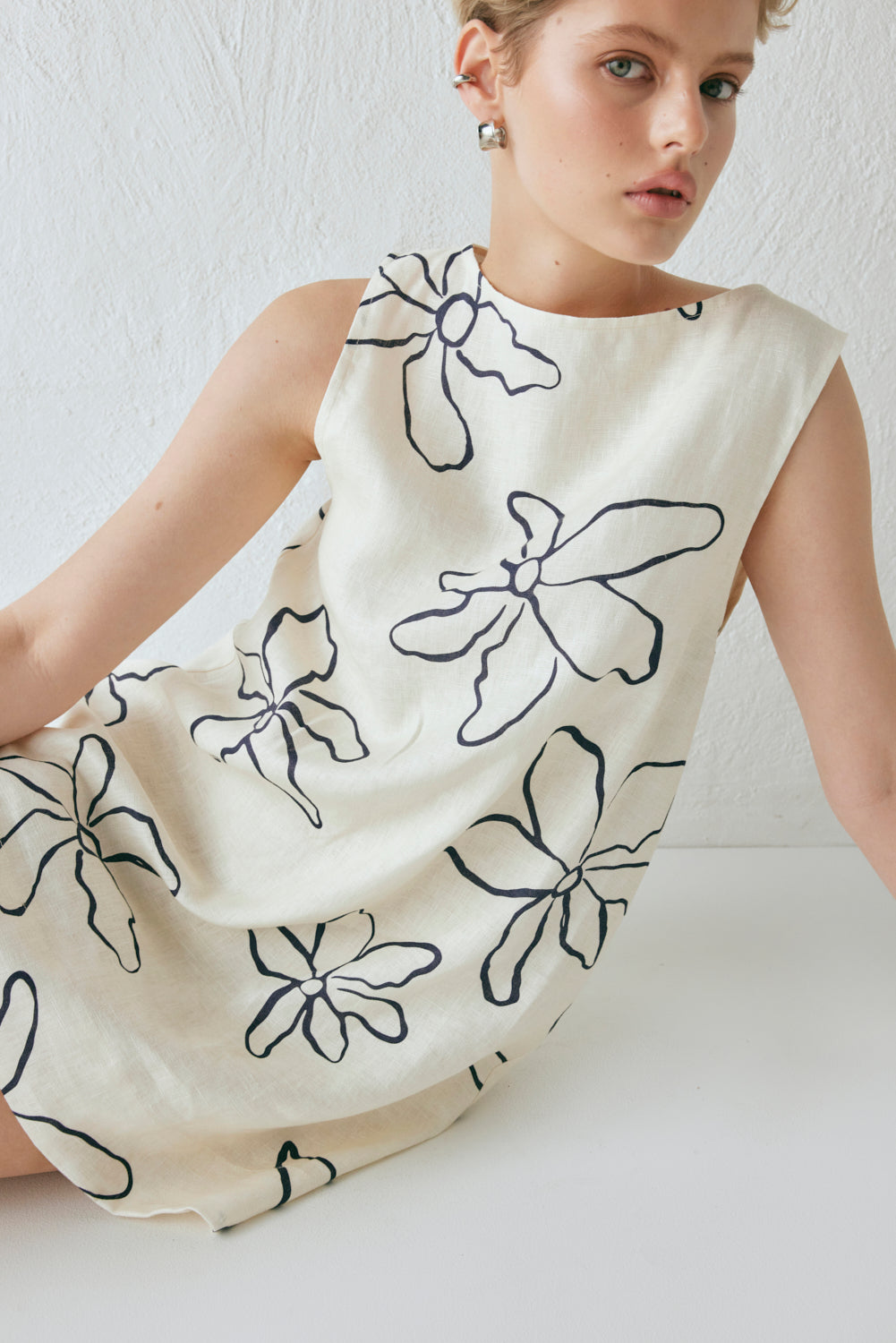 Aftersun Linen Mini Dress Fleur