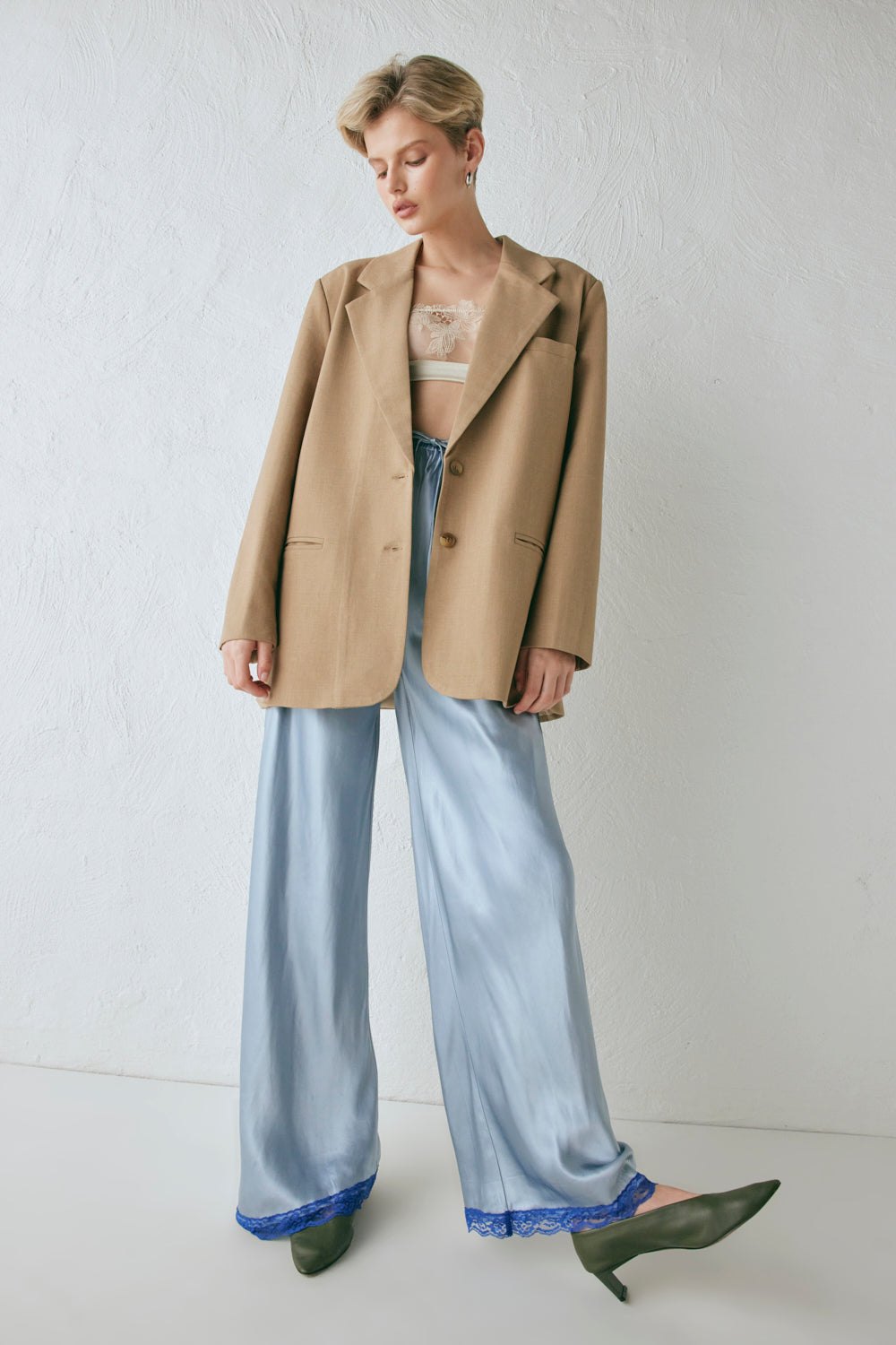 Josefin Satin Pants Sky