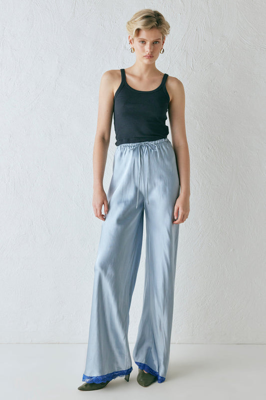 Josefin Satin Pants Sky