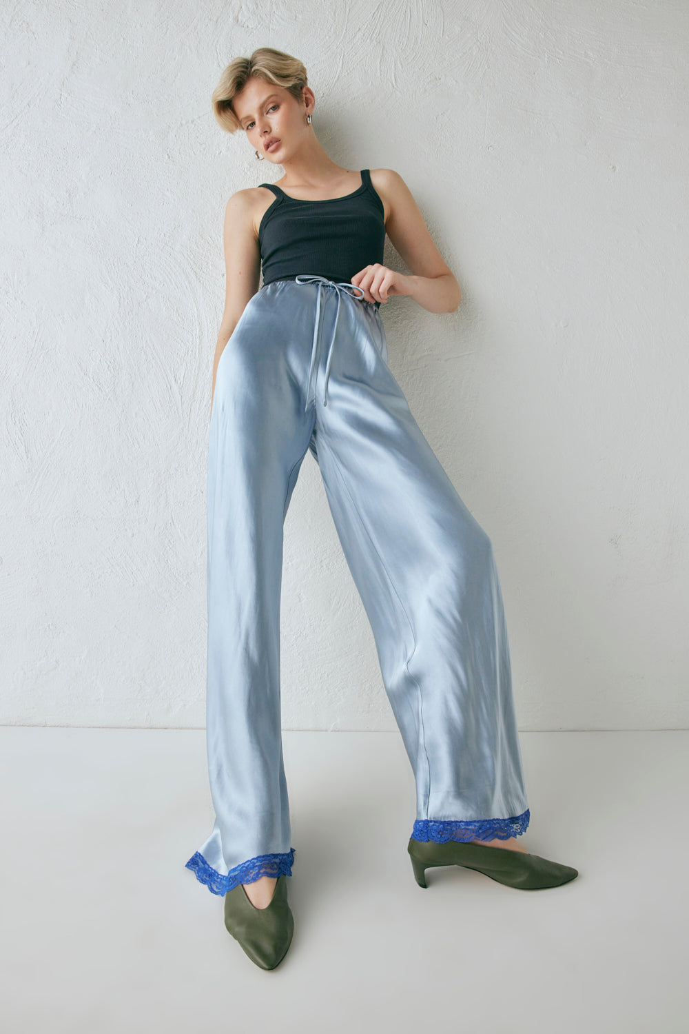 Josefin Satin Pants Sky