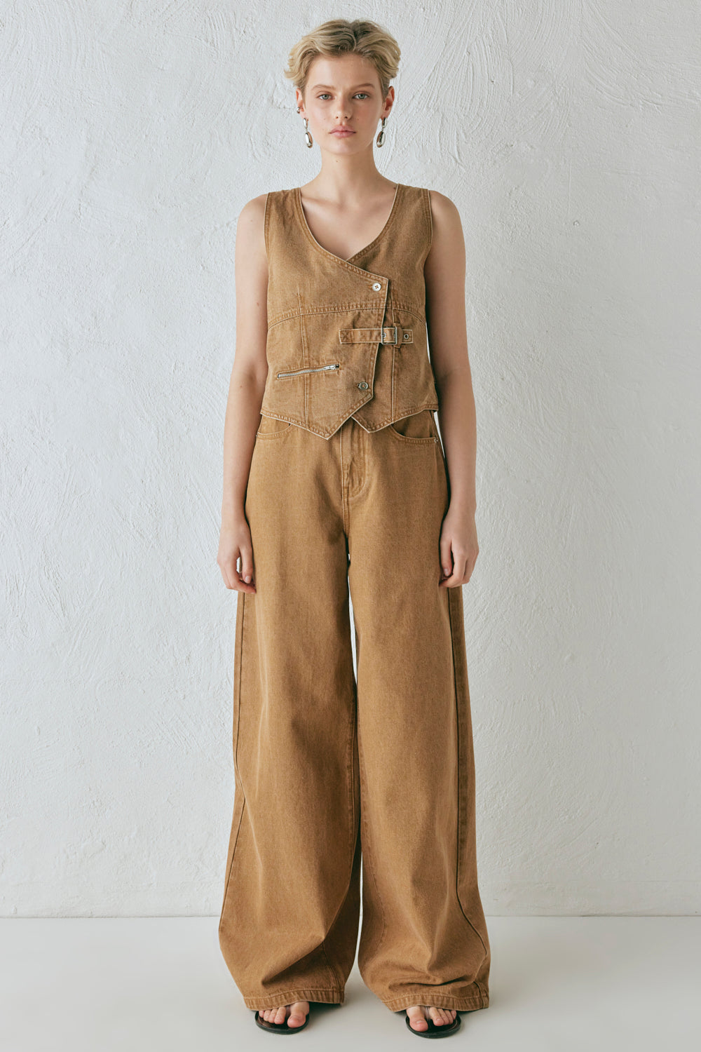 Ali Denim Vest Tan