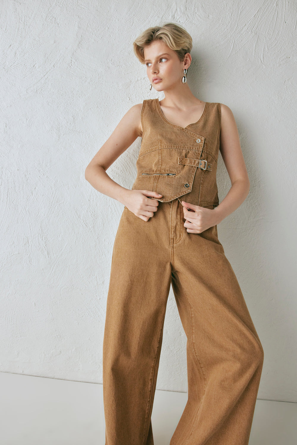 Ali Denim Vest Tan