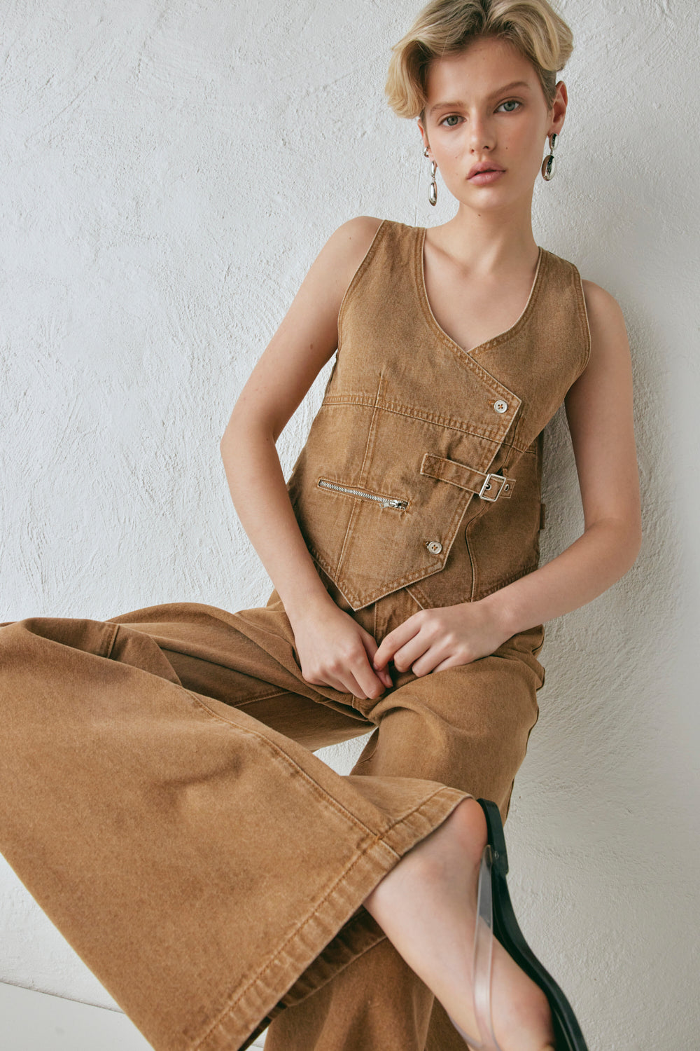 Ali Denim Vest Tan