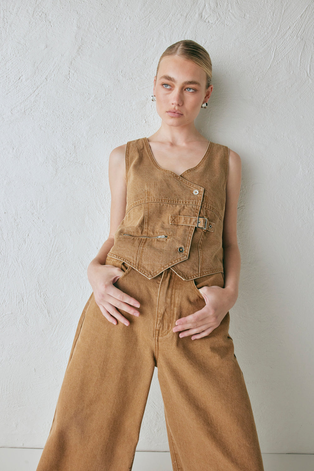 Ali Denim Vest Tan