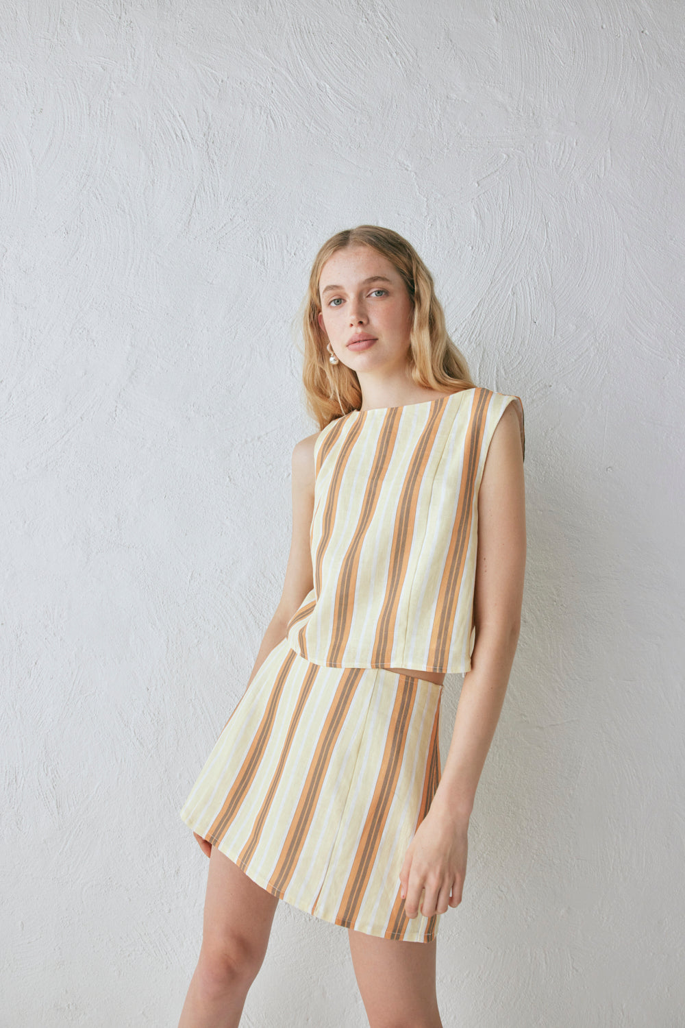 Ama Linen Mini Skirt Stripe
