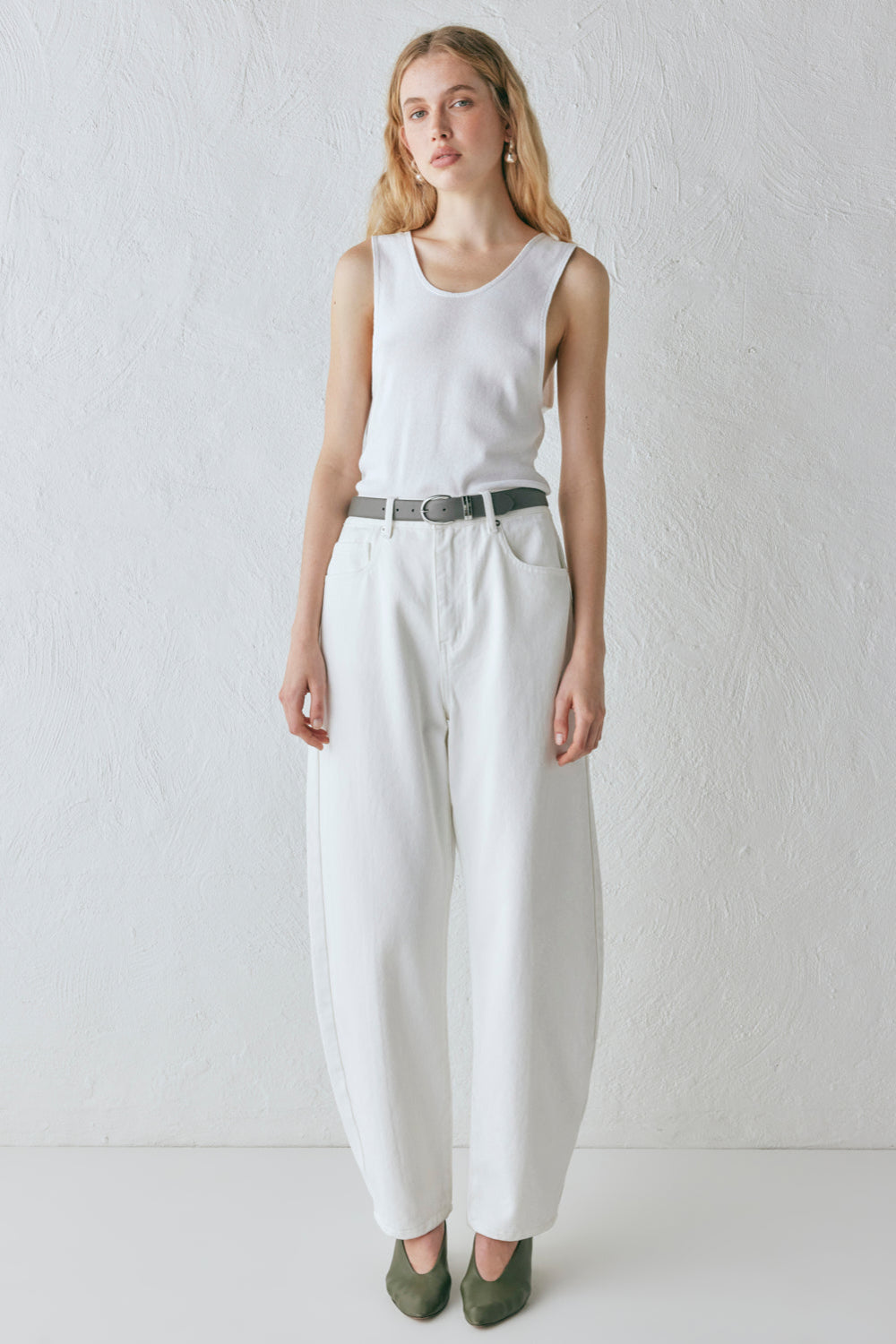Lex Barrel Denim Jeans White