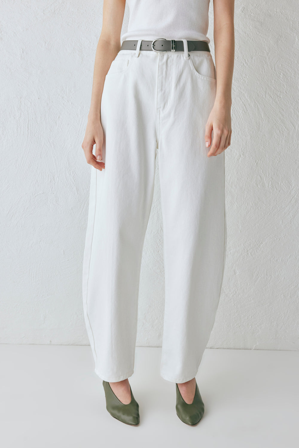 Lex Barrel Denim Jeans White