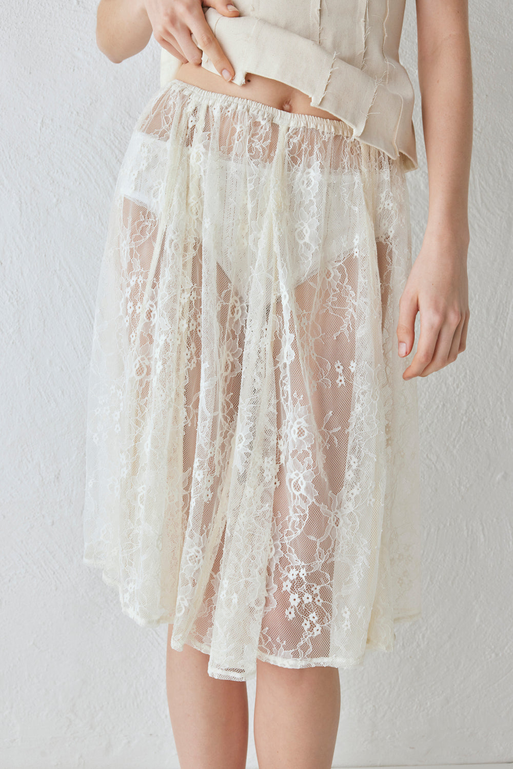 Dorit Lace Midi Skirt Cream