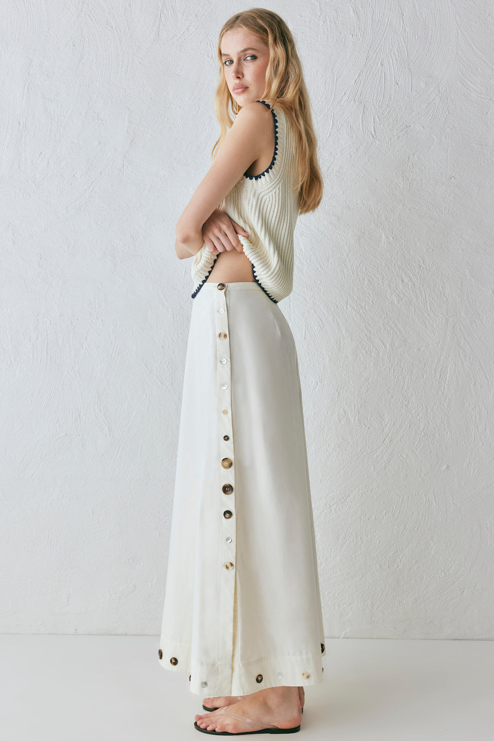 Alek Midi Skirt Cream