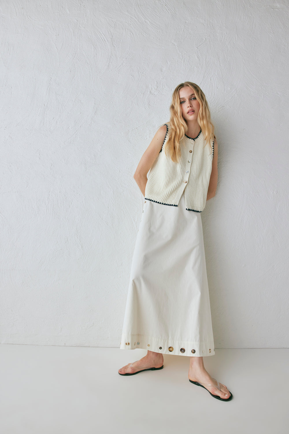 Alek Midi Skirt Cream