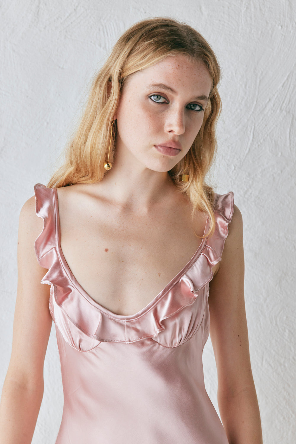 Rosalia Satin Bias Cut Maxi Dress Blush