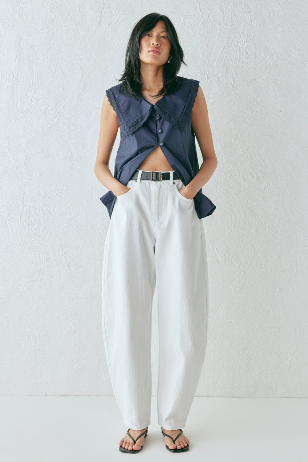 Lex Barrel Denim Jeans White