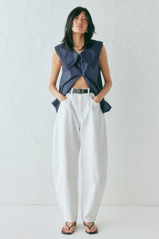 Lex Barrel Denim Jeans White