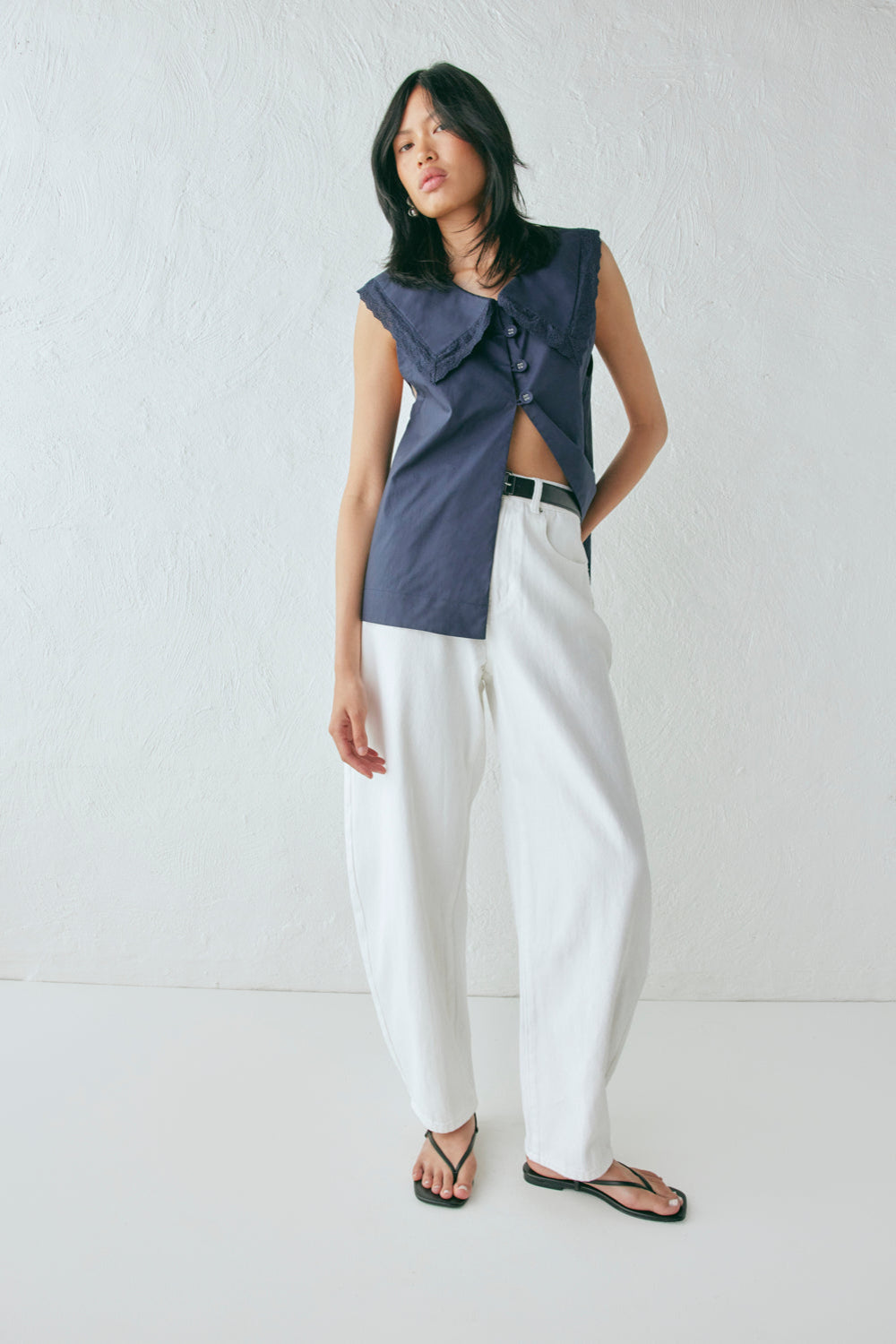 Lex Barrel Denim Jeans White