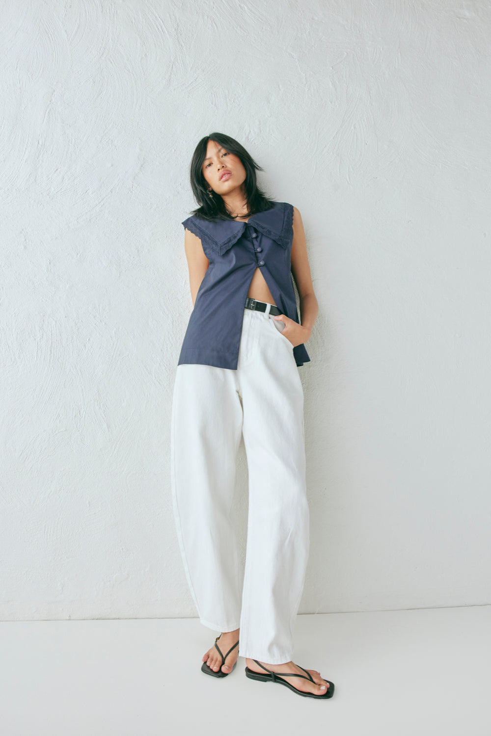 Lex Barrel Denim Jeans White
