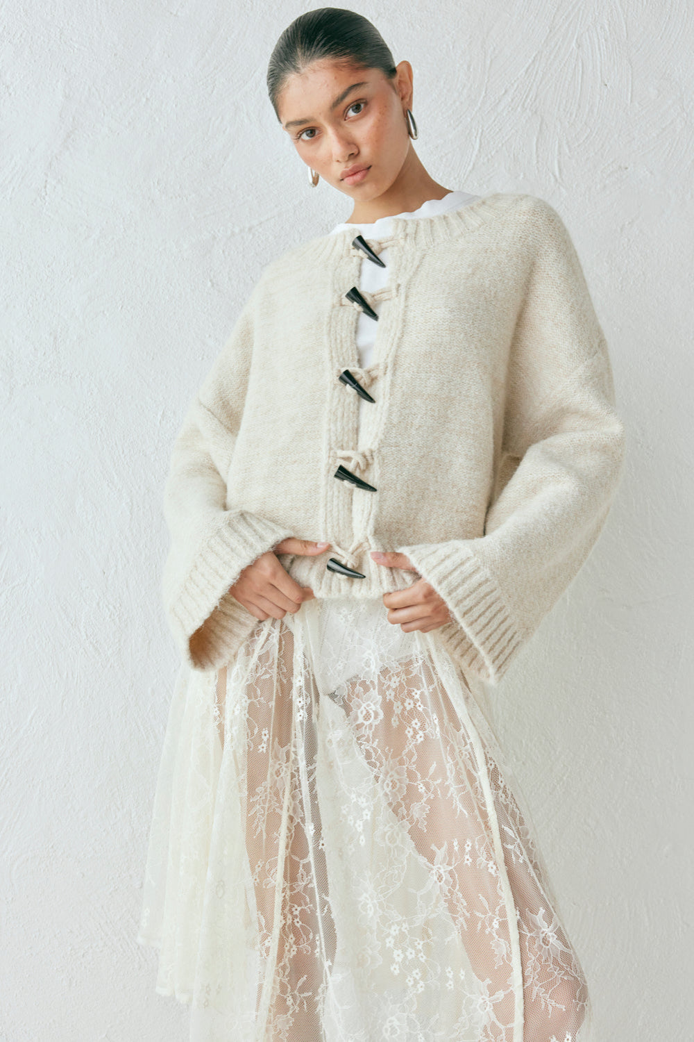 Leni Knit Cardigan Oat Marle