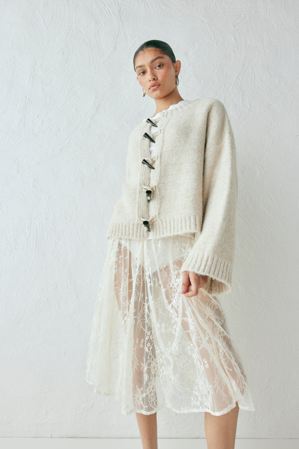 Leni Knit Cardigan Oat Marle