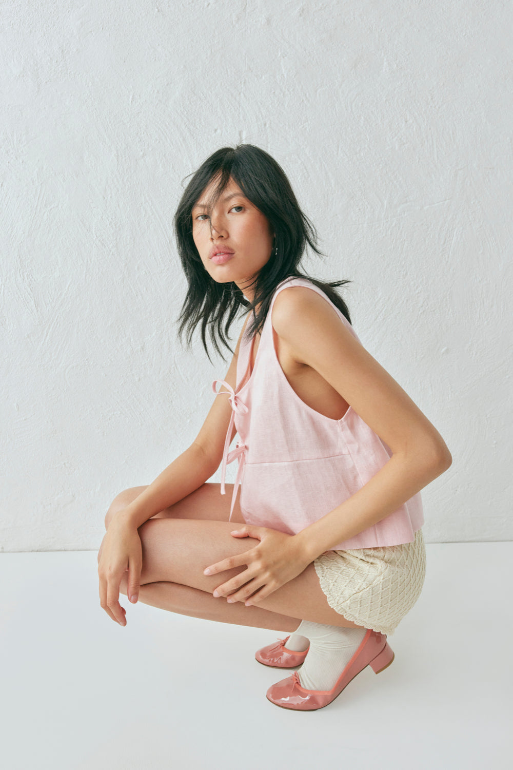 Nessa Linen Smock Top Pink