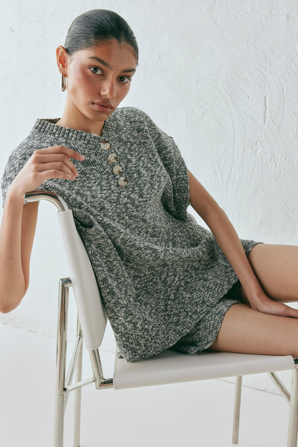 Shai Knit Vest Grey Marle