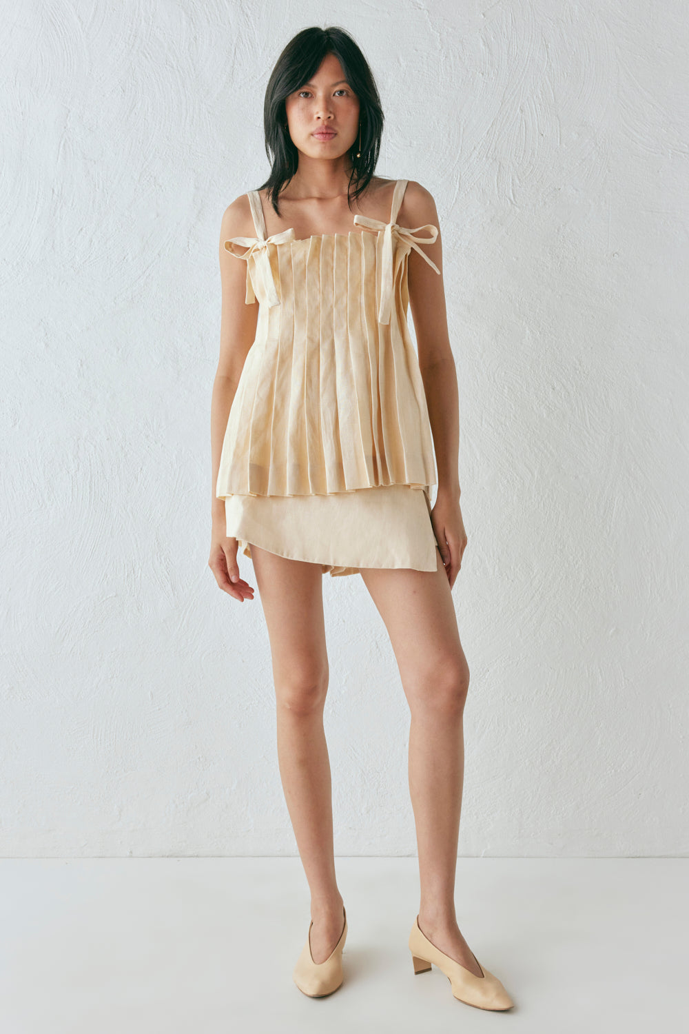 Yasmin Linen Top Custard