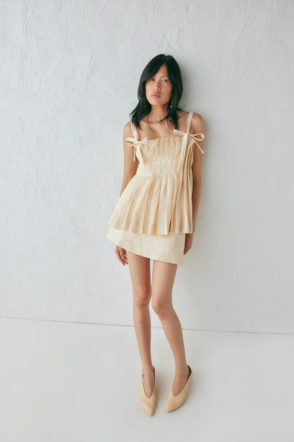Yasmin Linen Top Custard