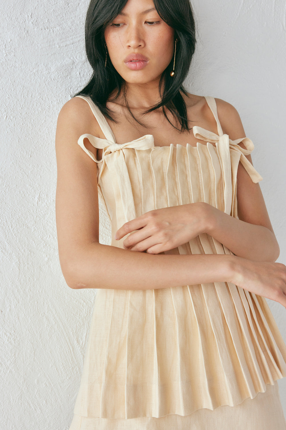 Yasmin Linen Top Custard
