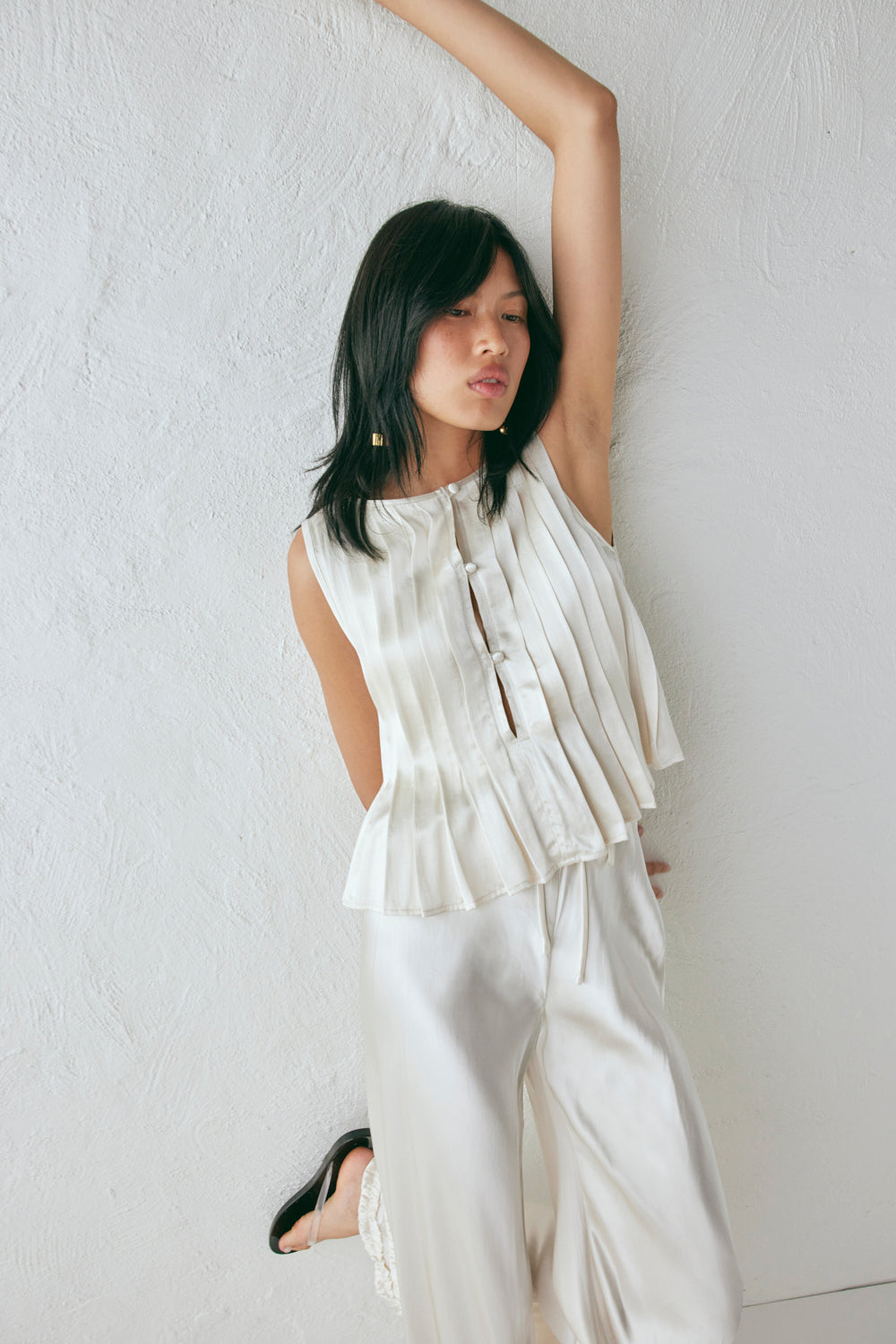 Eva Satin Top Cream