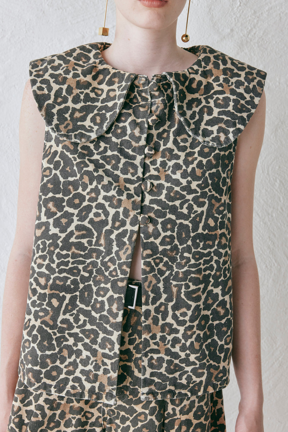 Iman Denim Top Leopard