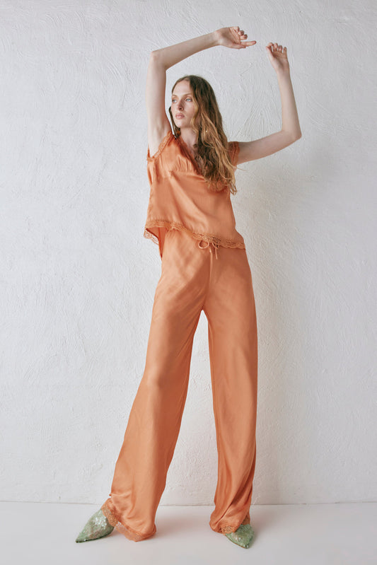 Josefin Satin Pants Peach