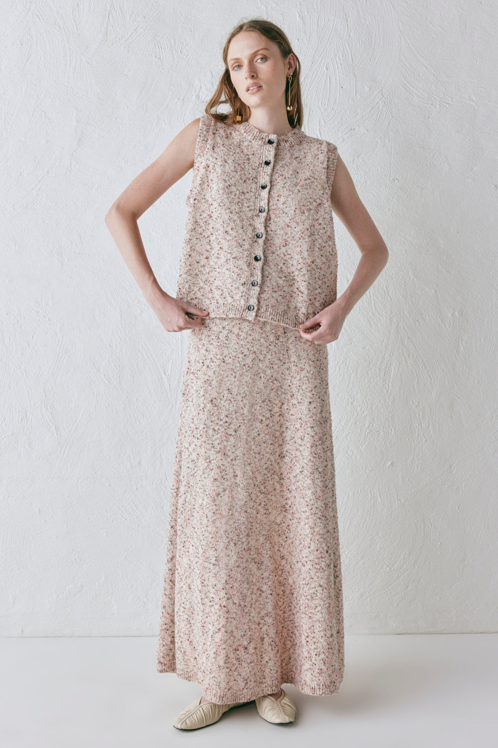 Anaya Knit Vest Pink Marle