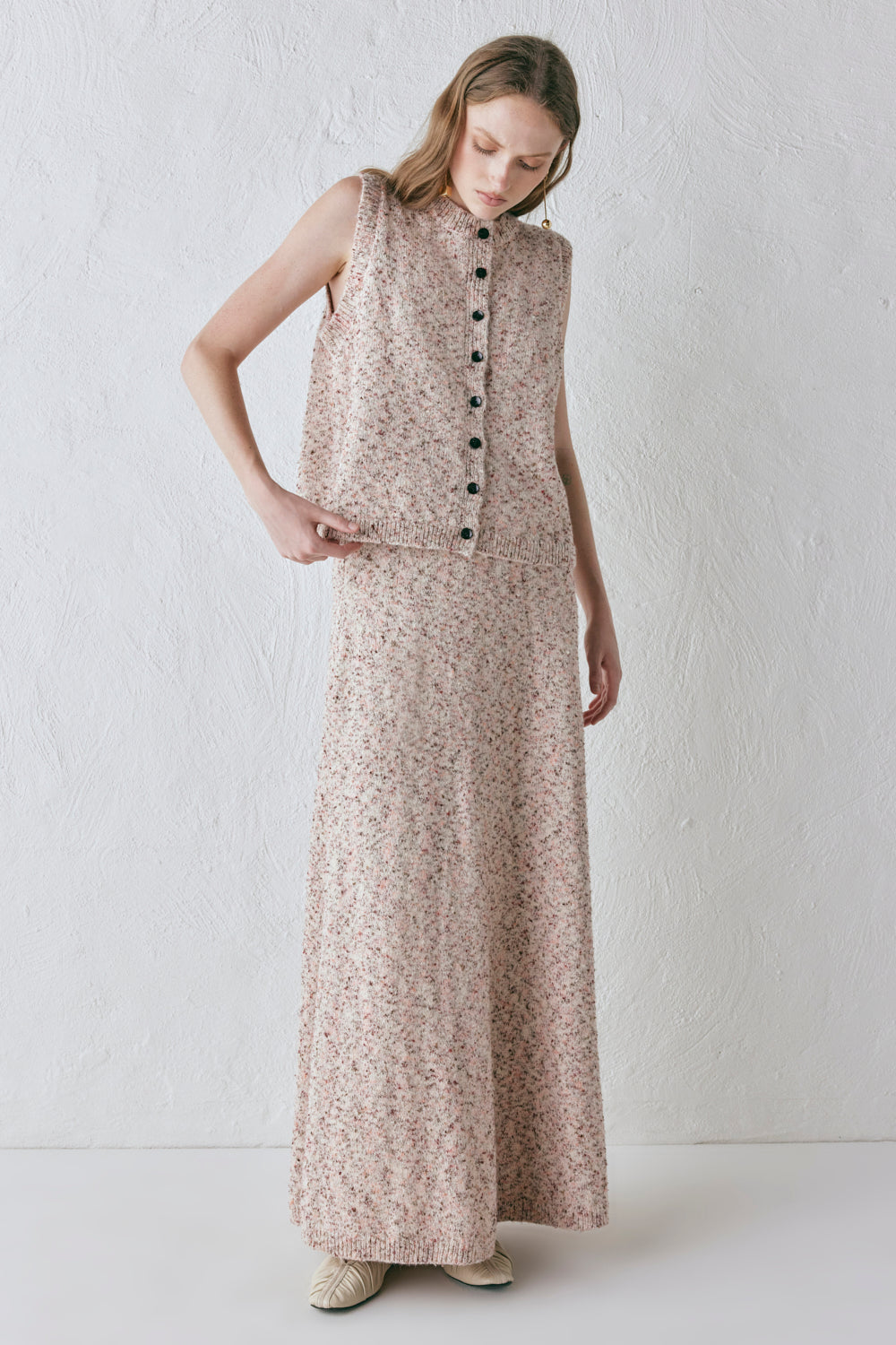 Anaya Knit Vest Pink Marle