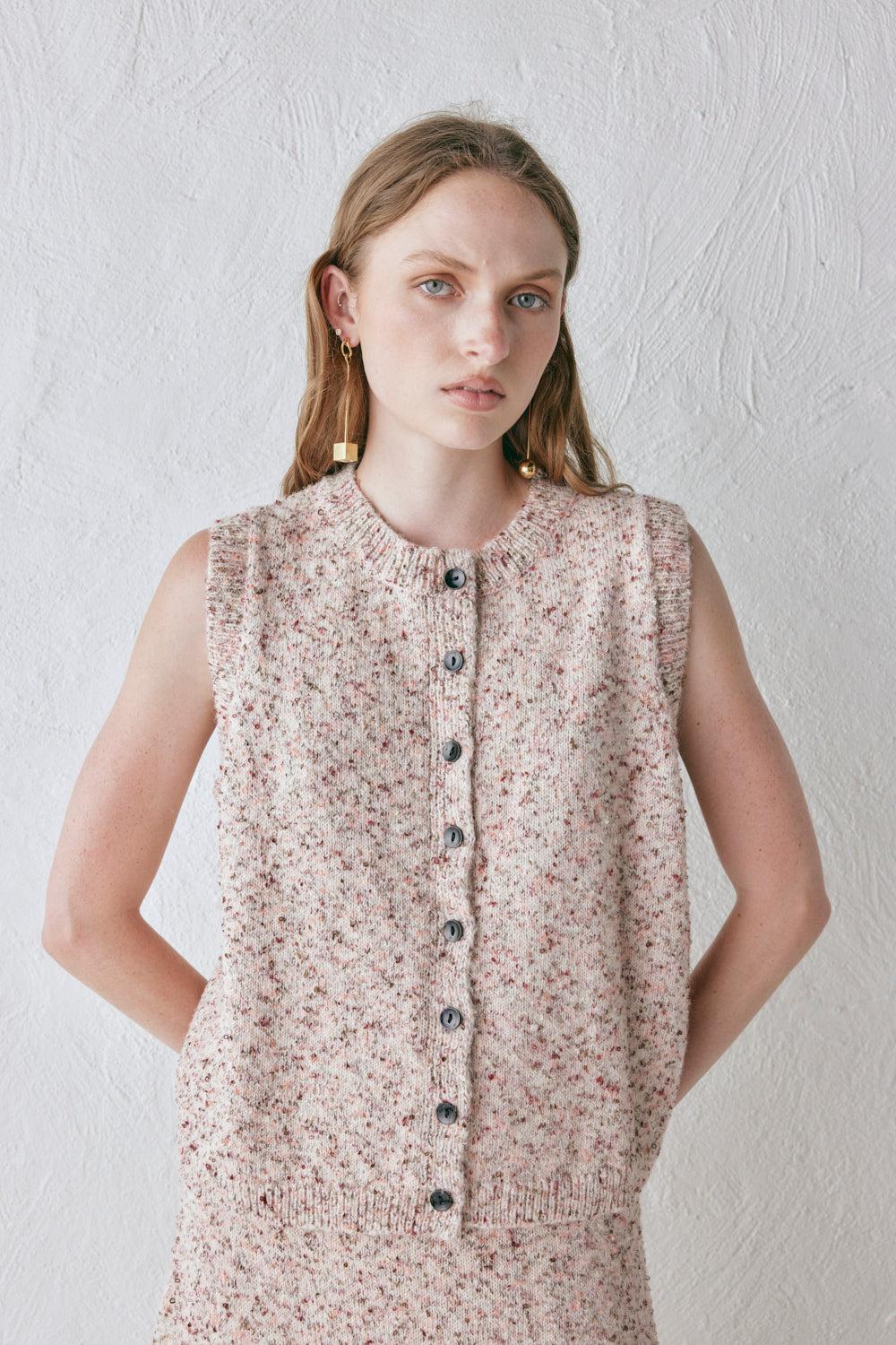 Anaya Knit Vest Pink Marle