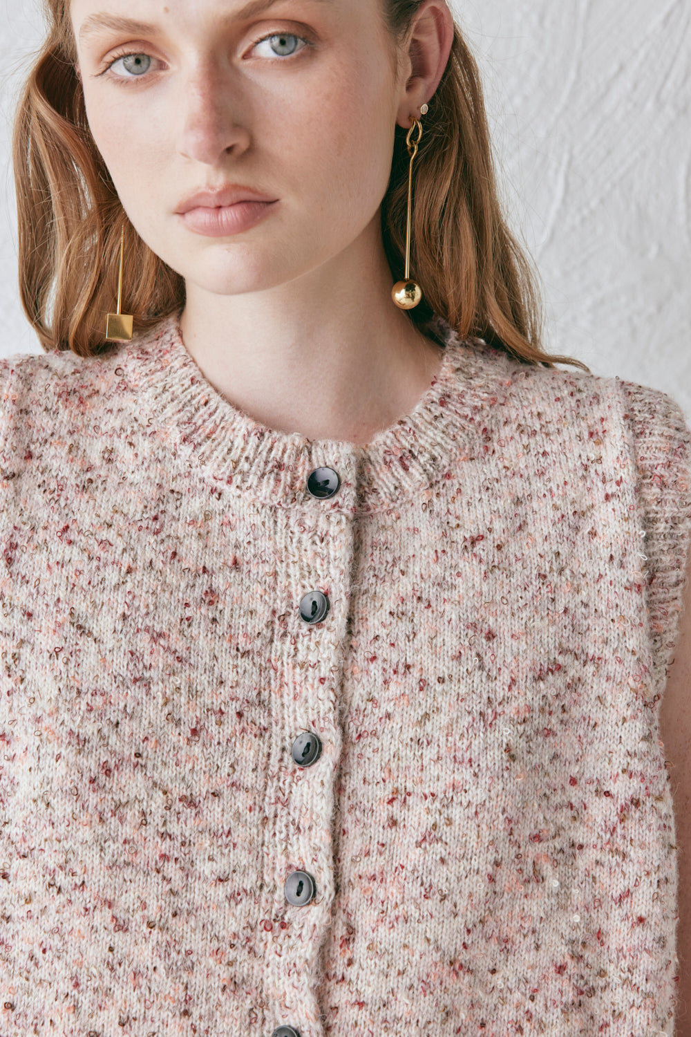 Anaya Knit Vest Pink Marle