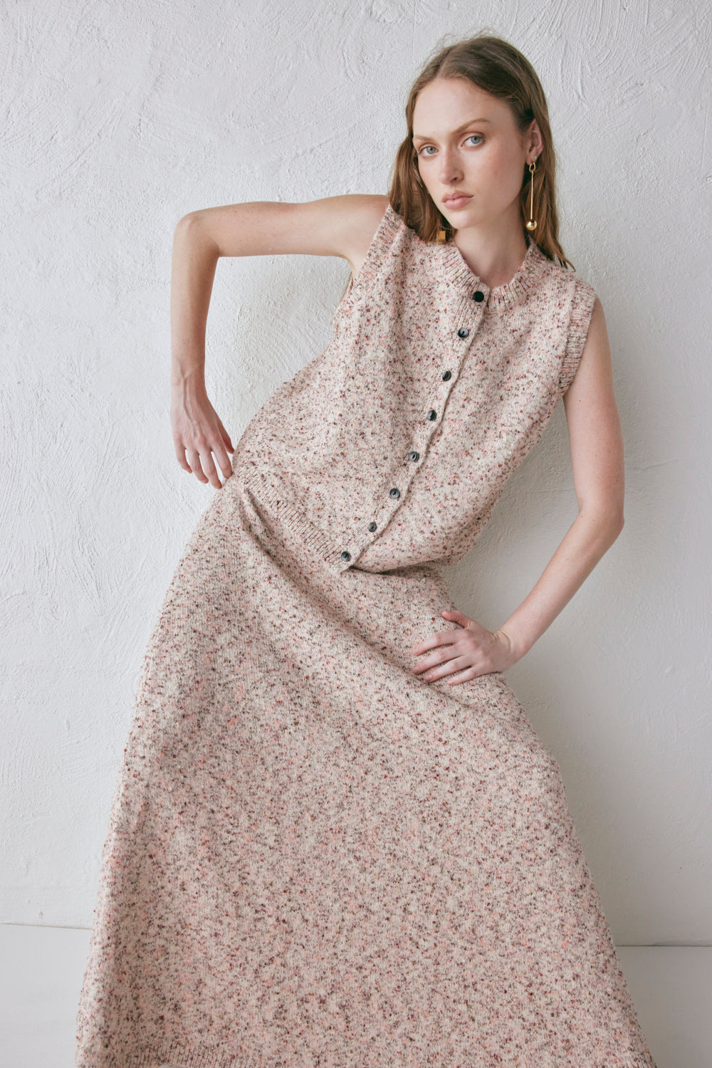 Anaya Knit Vest Pink Marle