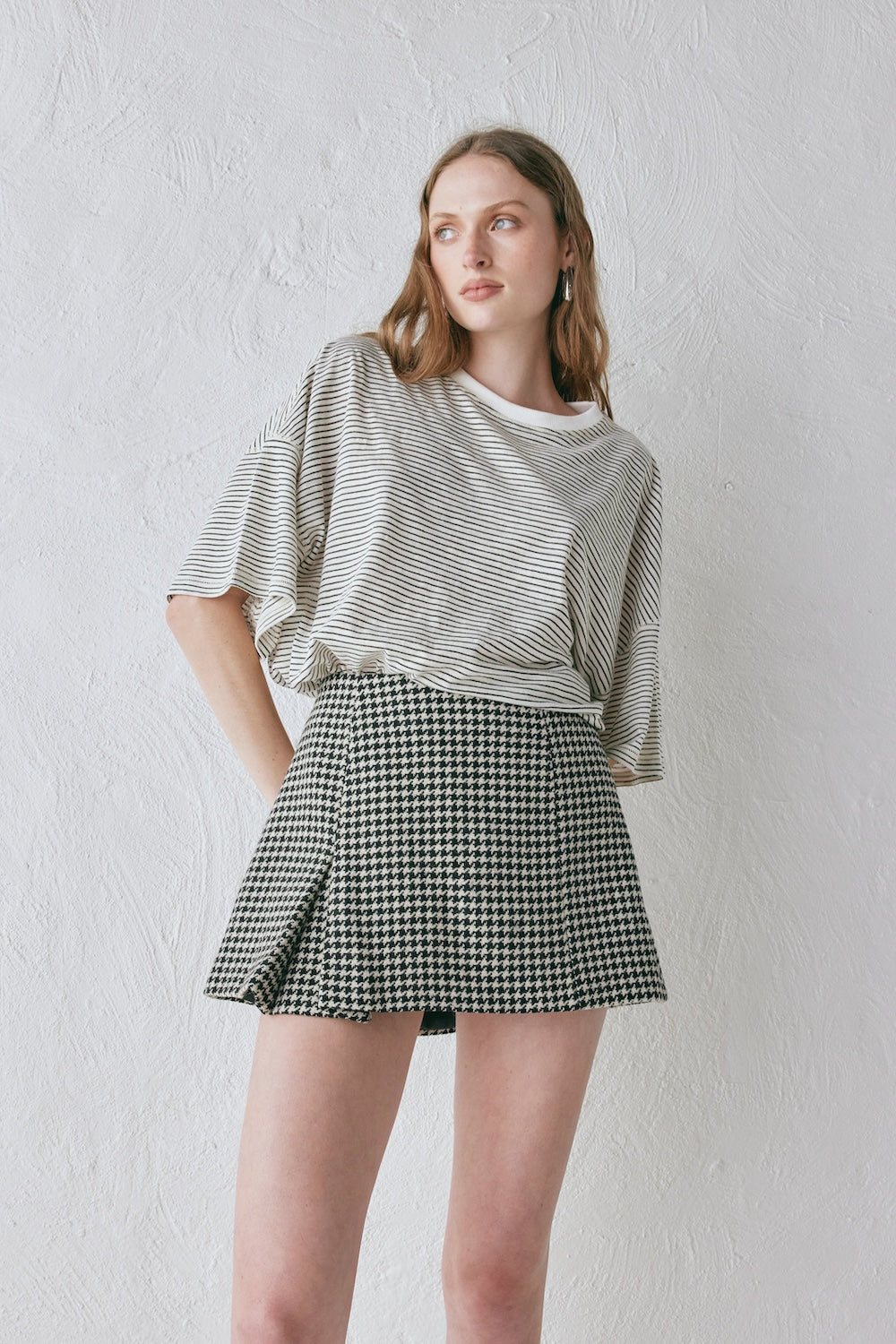 Yana Wool Mini Skirt Houndstooth