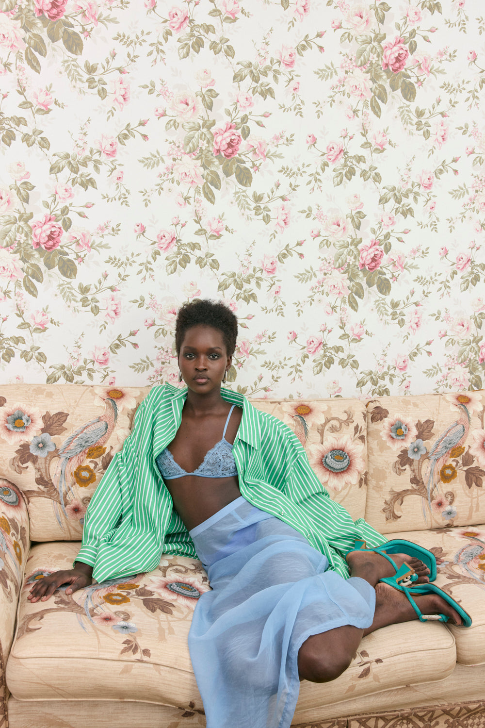 Devyn Sheer Midi Skirt Powder Blue