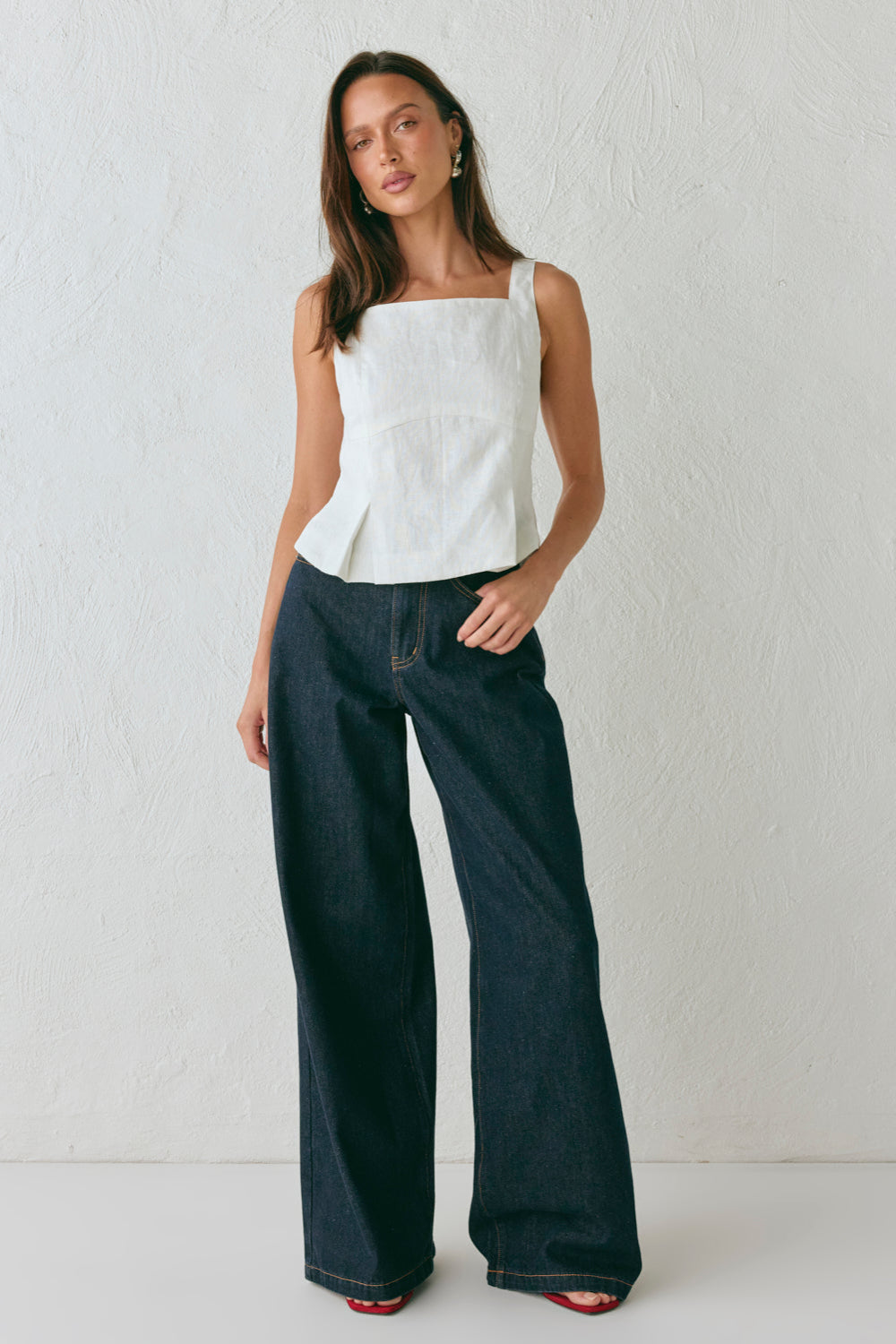 Luna Linen Top White