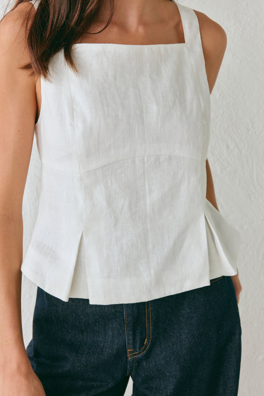 Luna Linen Top White