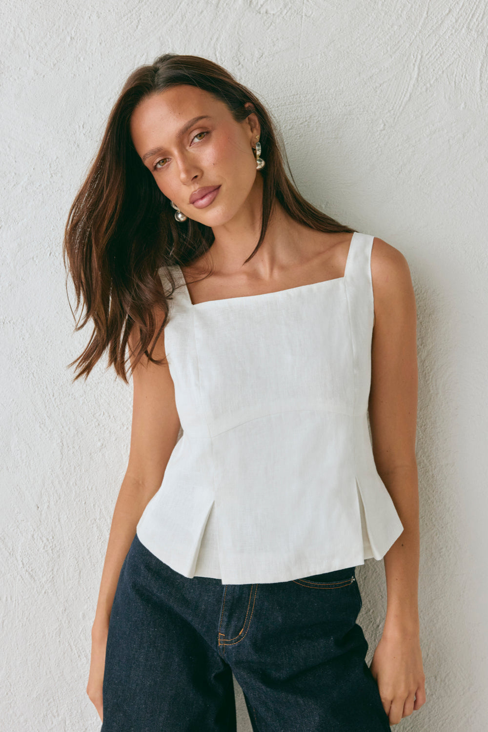 Luna Linen Top White